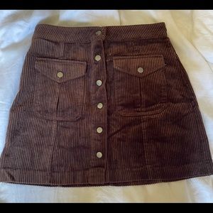 Brown Corduroy Snap Front Forever 21 Miniskirt